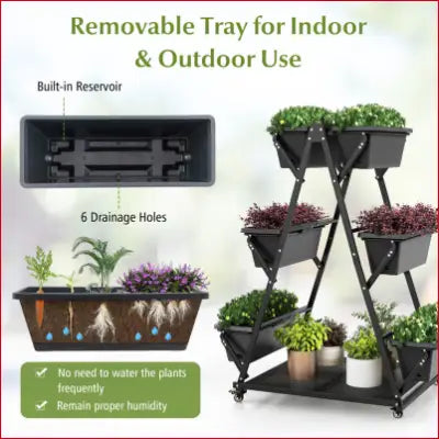 3-Tier Vertical Raised Garden Bed with self-watering container boxes on wheels