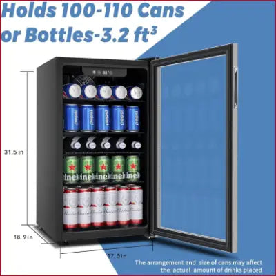 Beverage refrigerator cooler with mini fridge glass door for drinks and wines