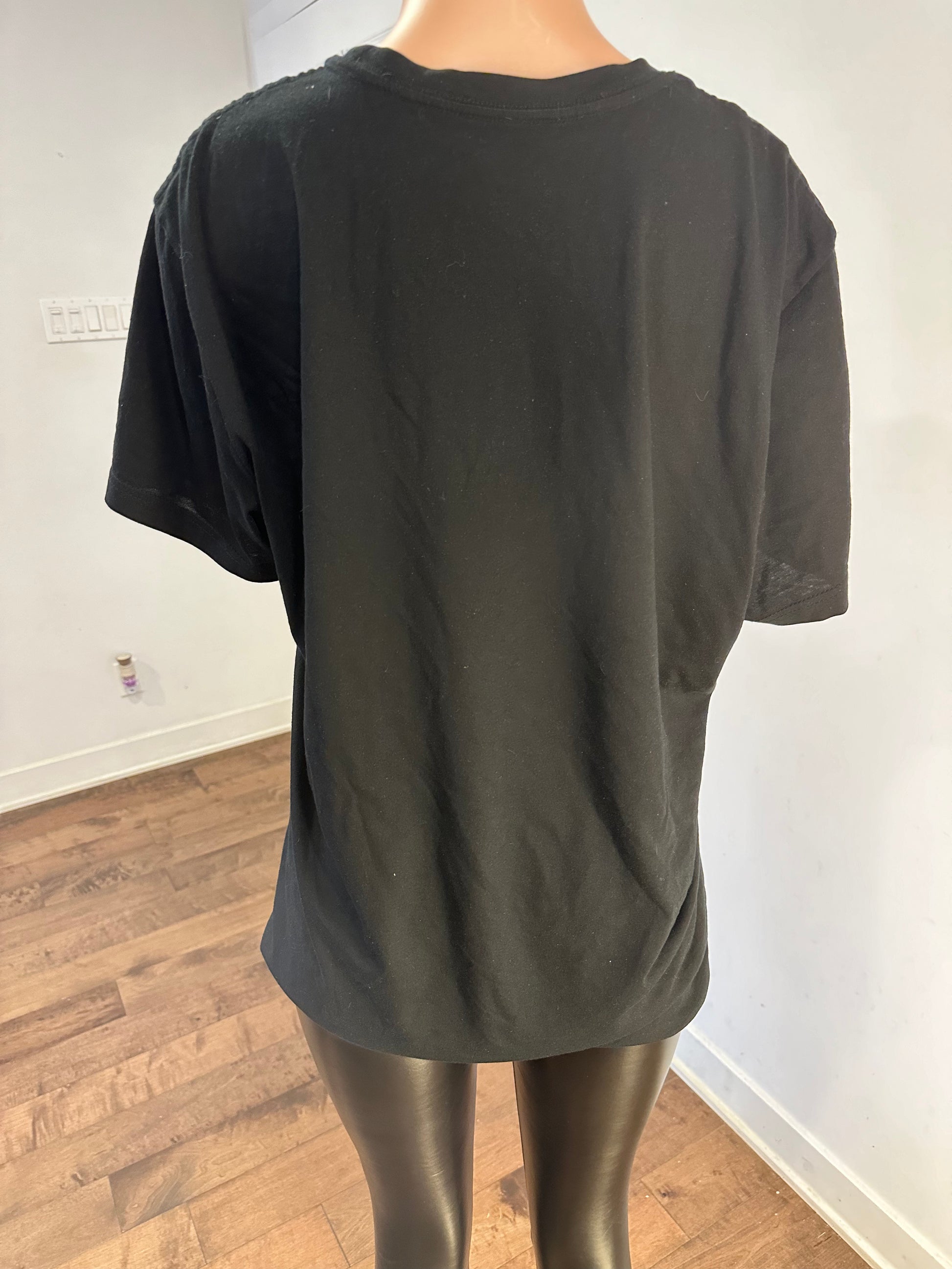 Black oversized t-shirt on display showcasing Handmade Black Crew Neck Cotton Men’s T-Shirt