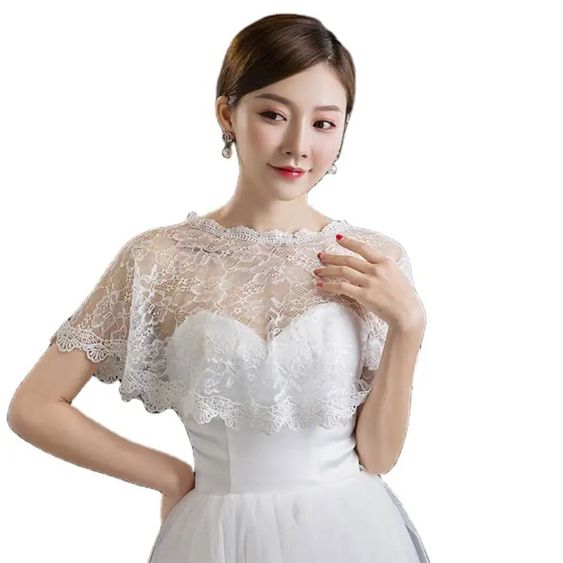 Elegant embroidery floral lace bridal bolero shawl for wedding and special occasions