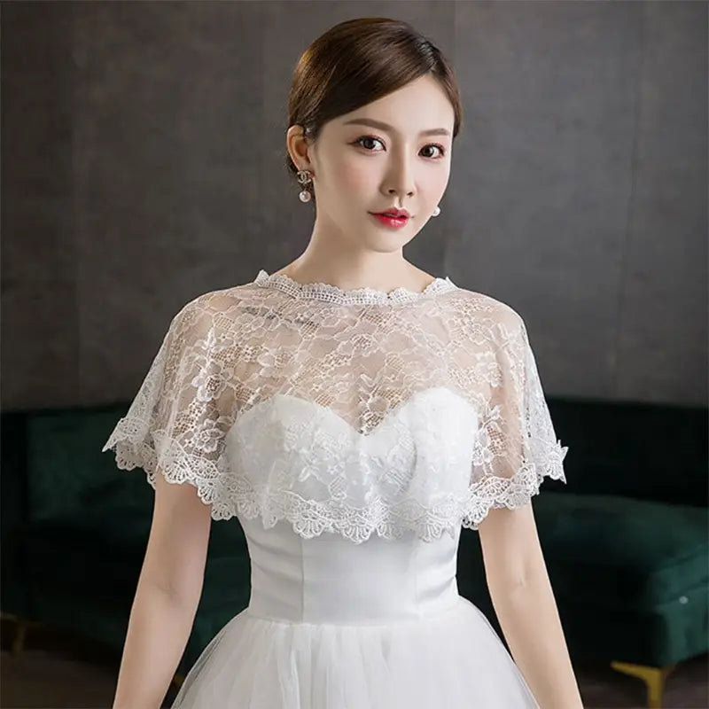 Elegant embroidery floral lace bridal bolero shawl for wedding and special occasions