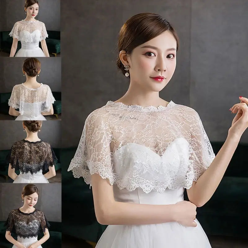 Elegant embroidery floral lace bridal bolero shawl for wedding and special occasions