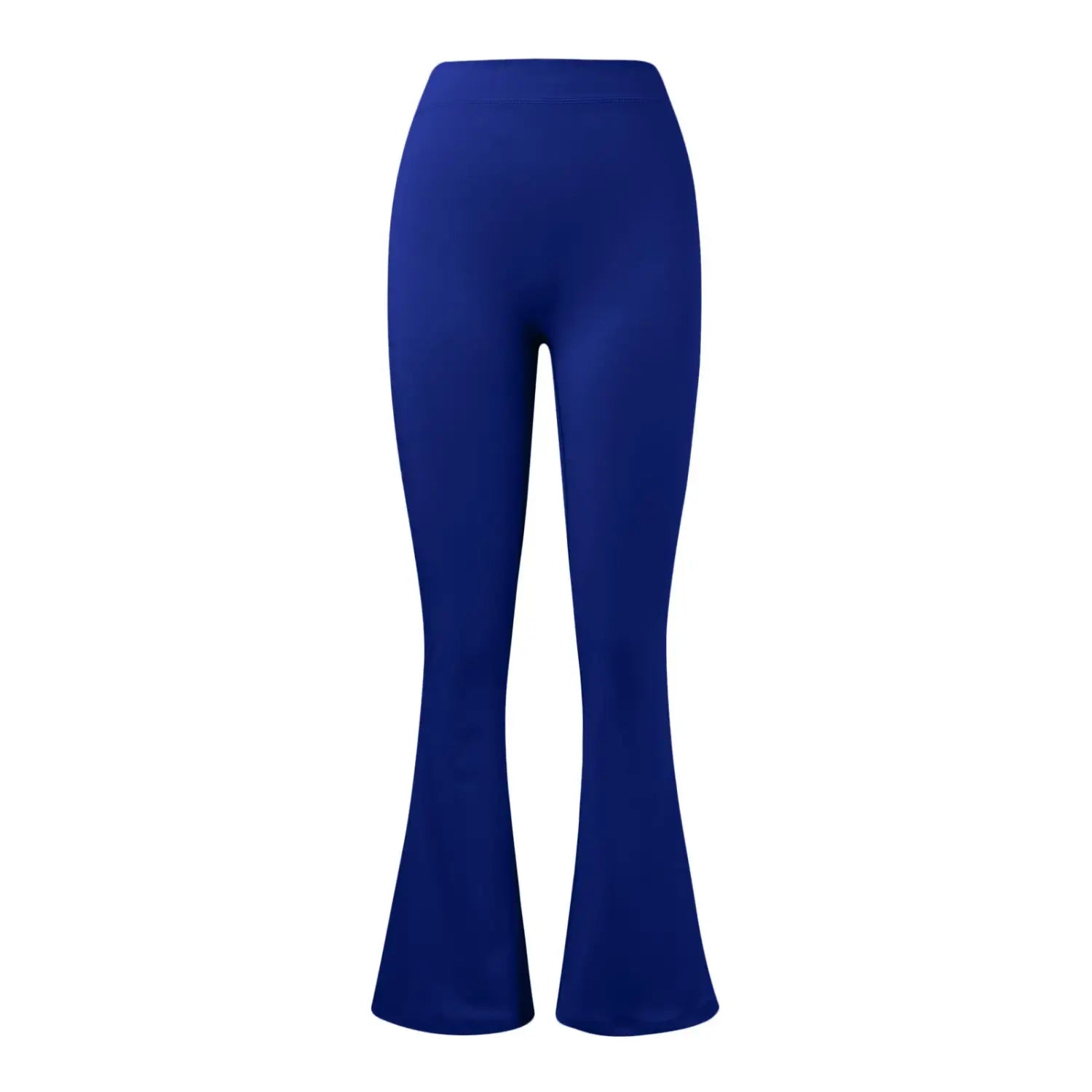 Blue flared leggings showing micro horn design, high waist, suitable size for women