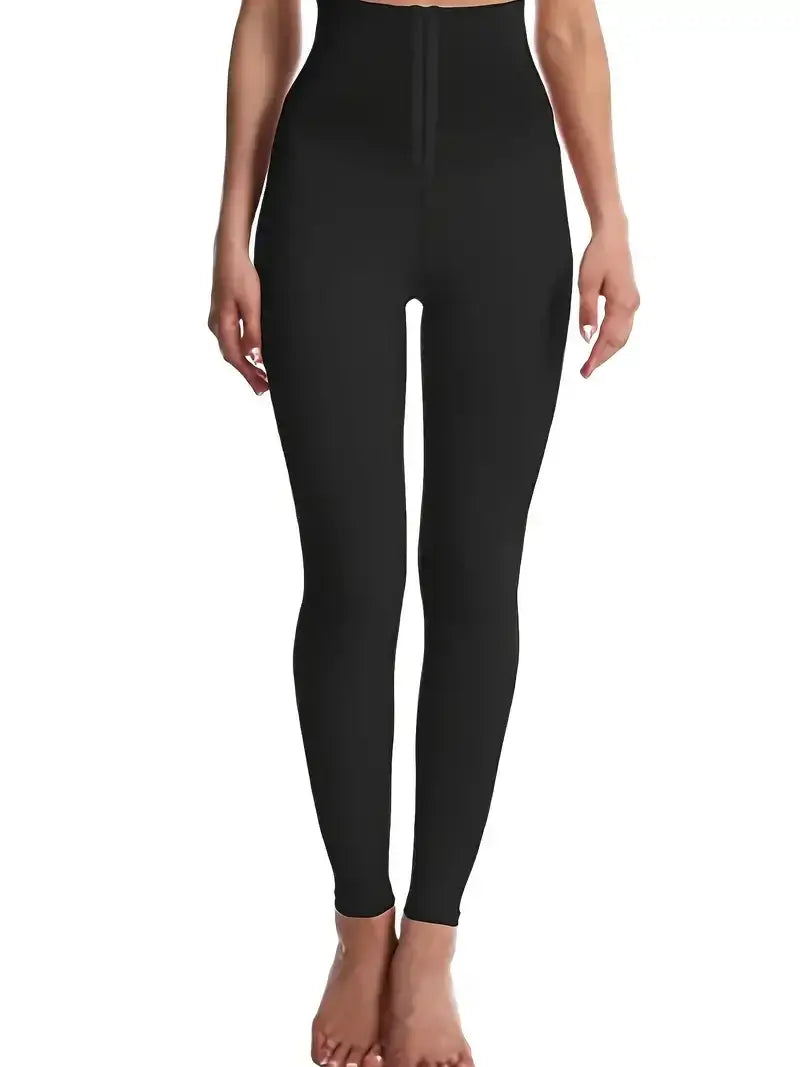Black high waist skinny leggings with tummy control and butt lifting for women’s fitness