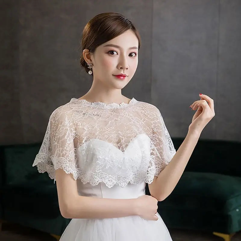 Elegant embroidery floral lace bridal bolero for wedding wedding shawl wrap cover up