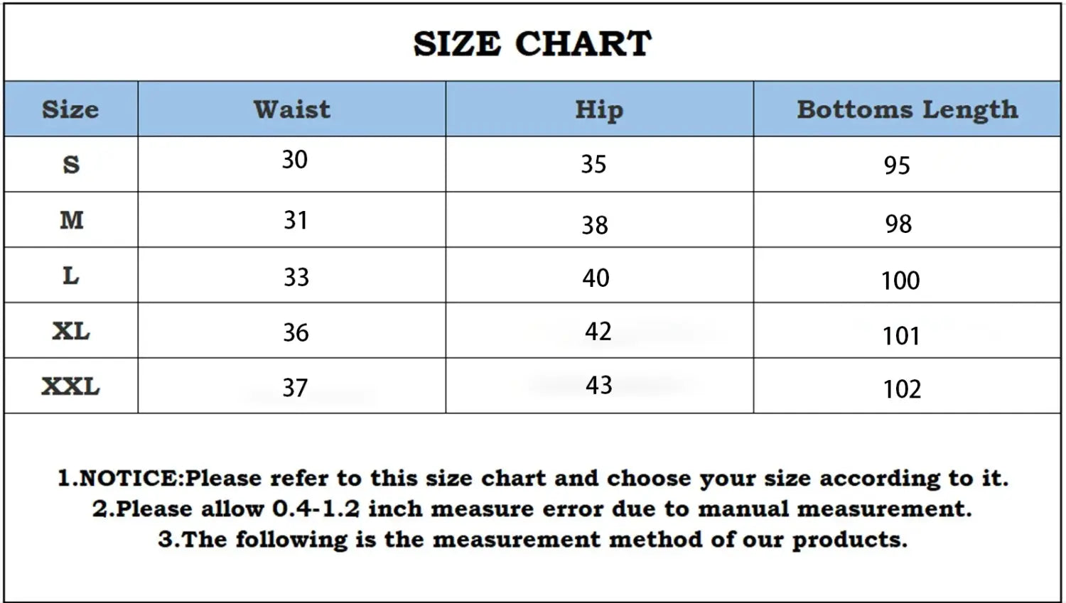 Clothing size chart for Micro Horn Leggings Women V-back Waist Sports Pants