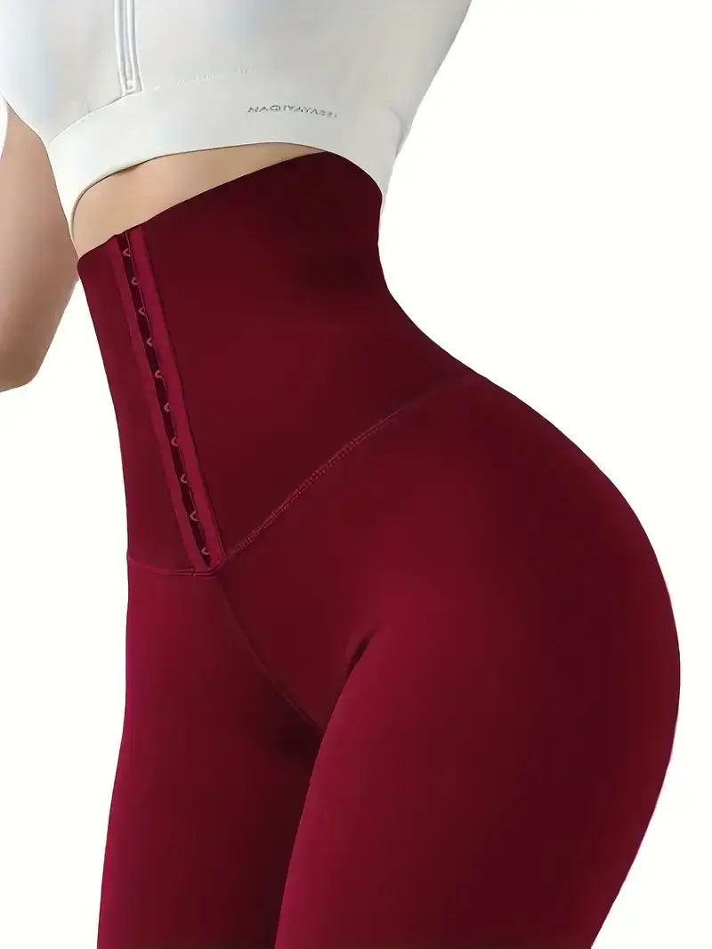 Burgundy high waist skinny shapewear leggings for waist skinny fitness and tummy control