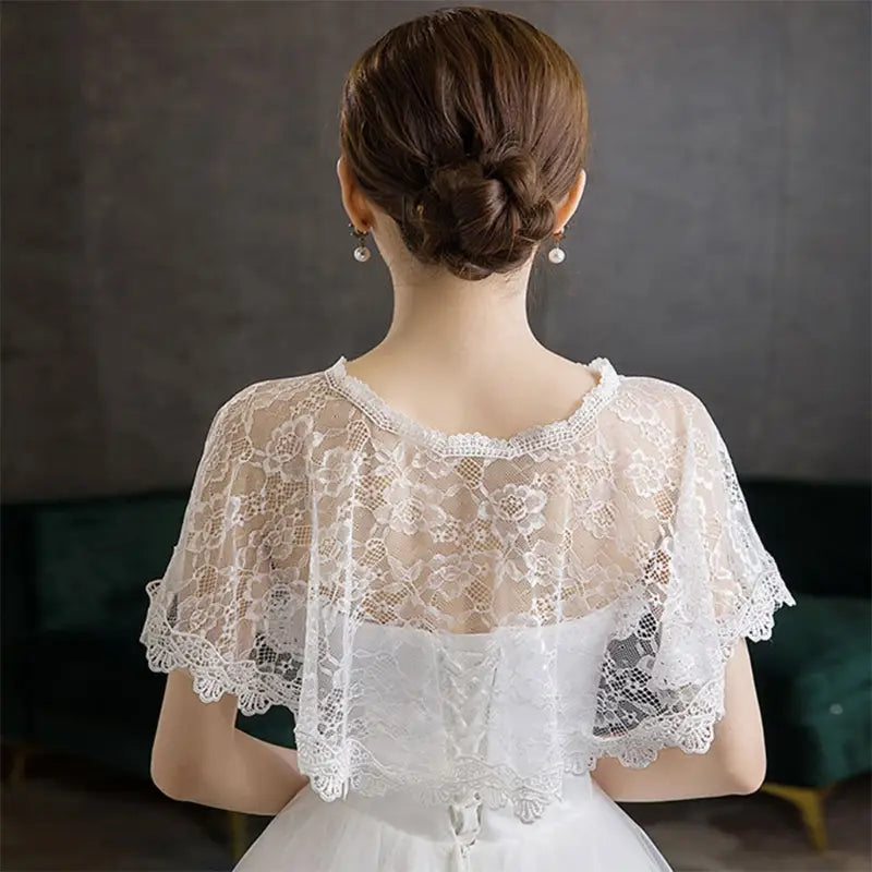 Elegant embroidery floral lace bridal bolero shawl for wedding and special occasions