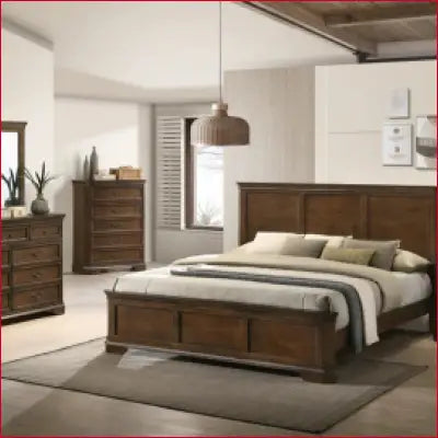 Ailany Solid Wood 6 Piece Bedroom Set in Antique Walnut Finish for stylish interiors