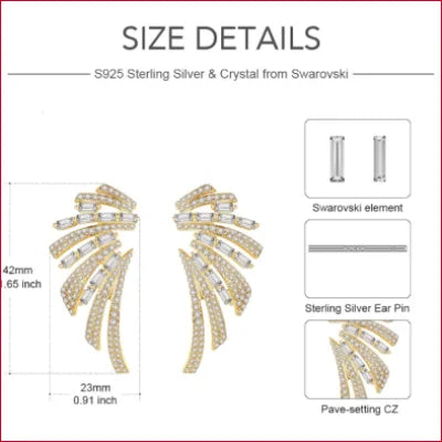 Unique Angel Wings Drop Earrings featuring crystals and pave-set stones in a wing design