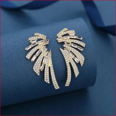 Unique Angel Wings Drop Earrings with Swarovski Crystals featuring diamond-encrusted wings