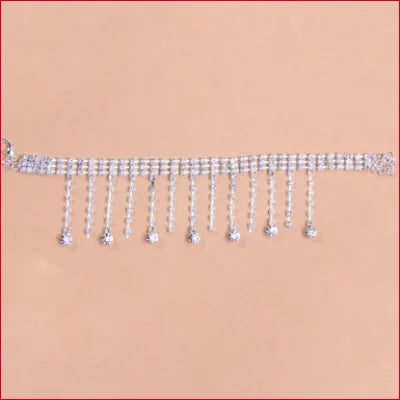 Sparkling Rhinestone Anklet for Women with dangling crystal drops for a wedding dress