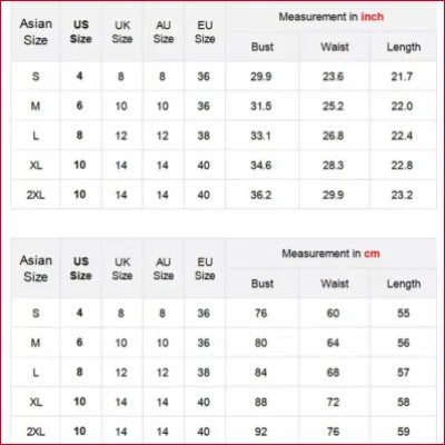 Size chart for Sheer Nightie Lingerie Set with Matching Thong across sizing systems