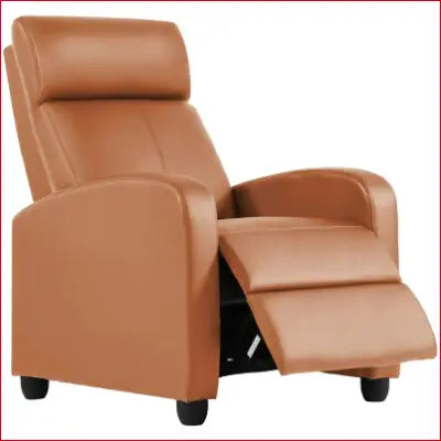 Brown faux leather contemporary manual reclining chair for ultimate comfort