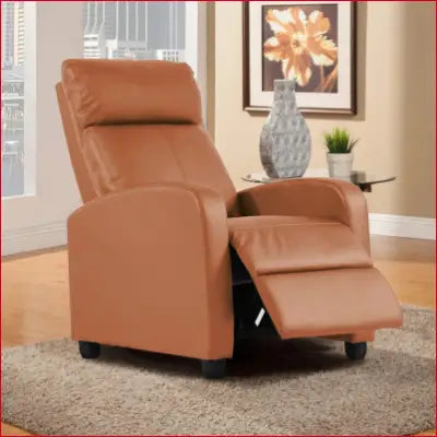 Brown leather contemporary manual reclining chair in Bestoffice PU Leather design