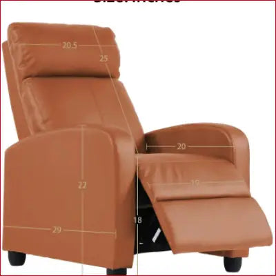 Brown leather contemporary manual reclining chair with dimensions from Bestoffice