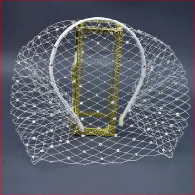 Ornate wire mesh fascinator with gold frame for Birdcage Bridal Veil Hair Hoop