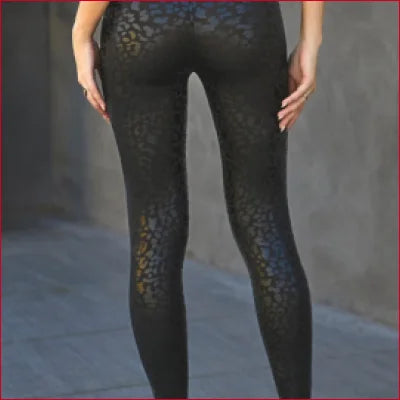 Black Leopard Women’s Leggings with subtle print, available in sizes S-XL