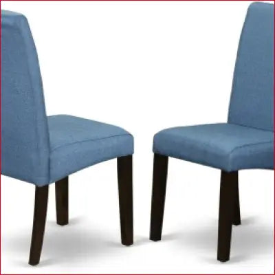 Two blue upholstered dining chairs from BOBA5-CAP-21 5 piece kitchen table set