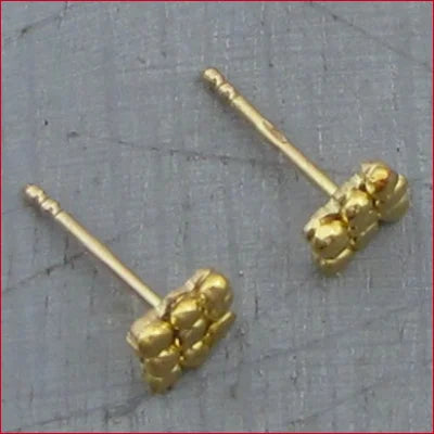 Pair of Solid 24k Gold Stud Earrings with Elegant Flower-Shaped Designs