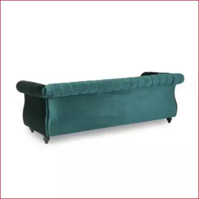 Green Velvet Chesterfield Sofa, Bowie 84 In. Flared Arm Nailhead Trim Sofa in Teal