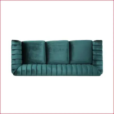 Teal velvet Bowie 84 In. Flared Arm 3-Seater Nailhead Trim Sofa with channel tufting