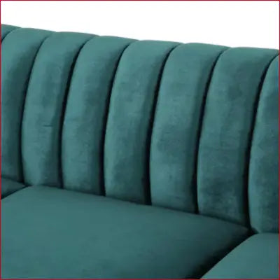 Teal Velvet Channel-Tufted Nailhead Trim Sofa with Flared Arms in Bowie Collection