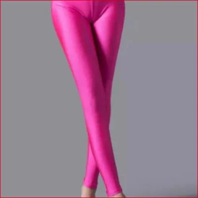 Bright pink camel toe spandex leggings showcasing natural occurring camel toe on legs