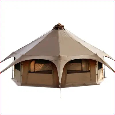 Tan Canvas Bell Tent for 8-Person Camping with Stove Jack for Luxury Glamping