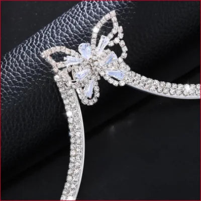 Ornate Cleavage Butterfly Rhinestones Jewelry with intricate crystal detailing