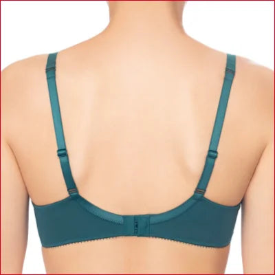 Teal Conturelle Bloomy Days bra seen from the back with straps and closure details