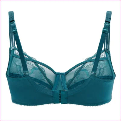 Teal lace and mesh Conturelle Bloomy Days bra with adjustable straps for full figure