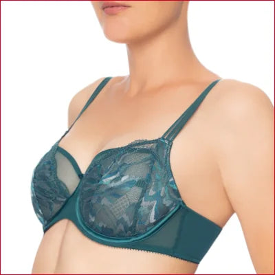 Teal lace and mesh underwire bra from Conturelle Bloomy Days collection