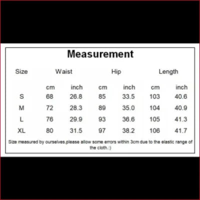 Measurement chart for Fleece Lining Crotch Zipper Women’s Leggings sizes and dimensions