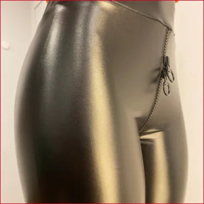 Crotch Zipper Triangle Teeth Leather Leggings