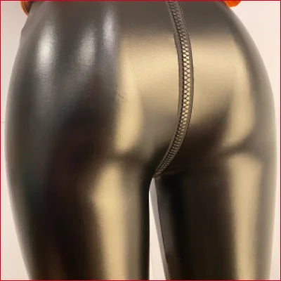 Crotch Zipper Triangle Teeth Leather Leggings