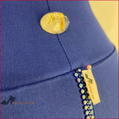 Blue baseball cap with yellow button, complements Crystal Crotch Zipper Blue Leggings