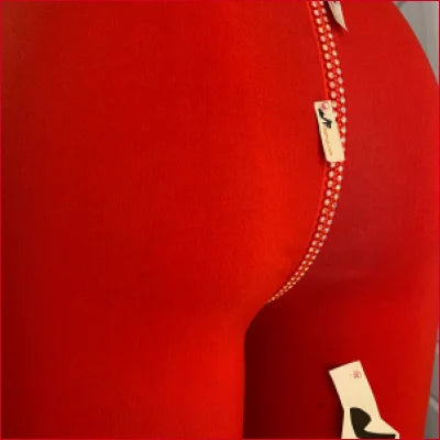 Crystal Crotch Zipper Red Leggings