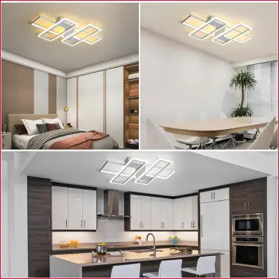 Modern geometric LED ceiling light featuring dimmable ceiling light and remote control