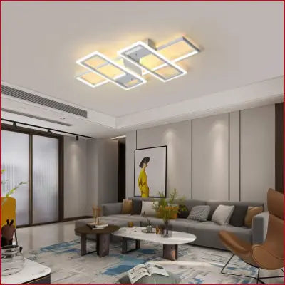 Modern geometric dimmable ceiling light showcasing Squares Modern LED design for stylish interiors