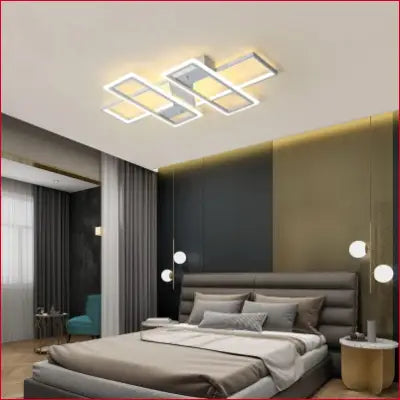 Dimmable Ceiling Light with 4 Squares Modern LED Design for Living Room and Kitchen