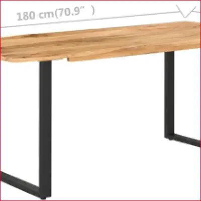 Rectangular dining table with solid acacia wood top and metal black legs for home use