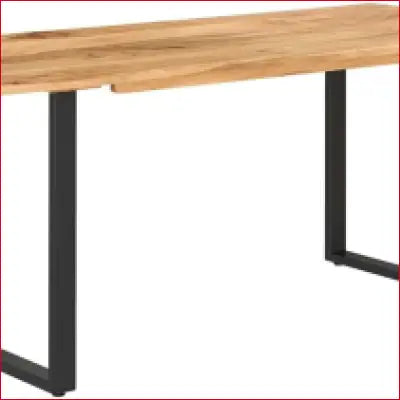 Dining table with solid acacia wood top and metal black table legs for home use