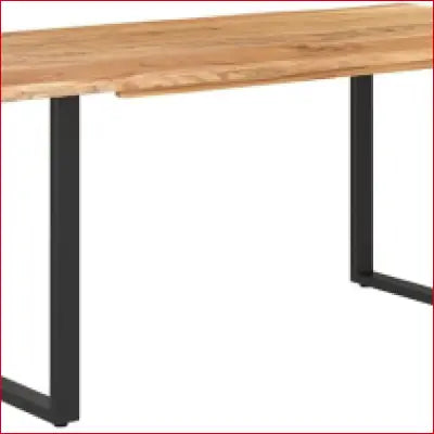 Wooden dining table with solid acacia wood top and metal black table legs for home furniture