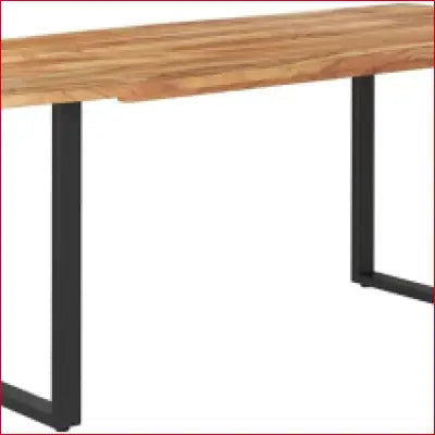 Wooden dining table with solid acacia wood top and metal black table legs for home use