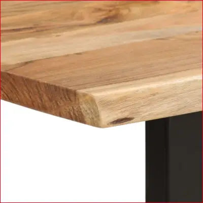 Wooden corner of a Dining Table with Solid Acacia Wood and Metal Black Table Leg