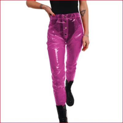 Disco Pants Clear See Through Women Studio 54 Y2K - S / Fuchsia