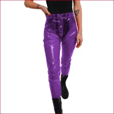 Disco Pants Clear See Through Women Studio 54 Y2K - S / Purple