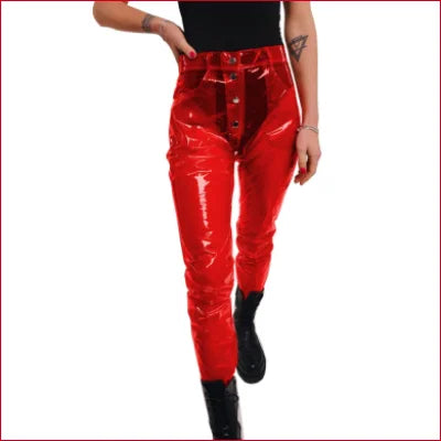 Disco Pants Clear See Through Women Studio 54 Y2K - S / Red