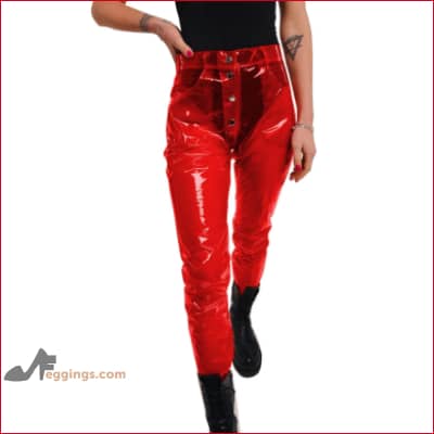 Disco Pants Clear See Through Women Studio 54 Y2K - S / Red
